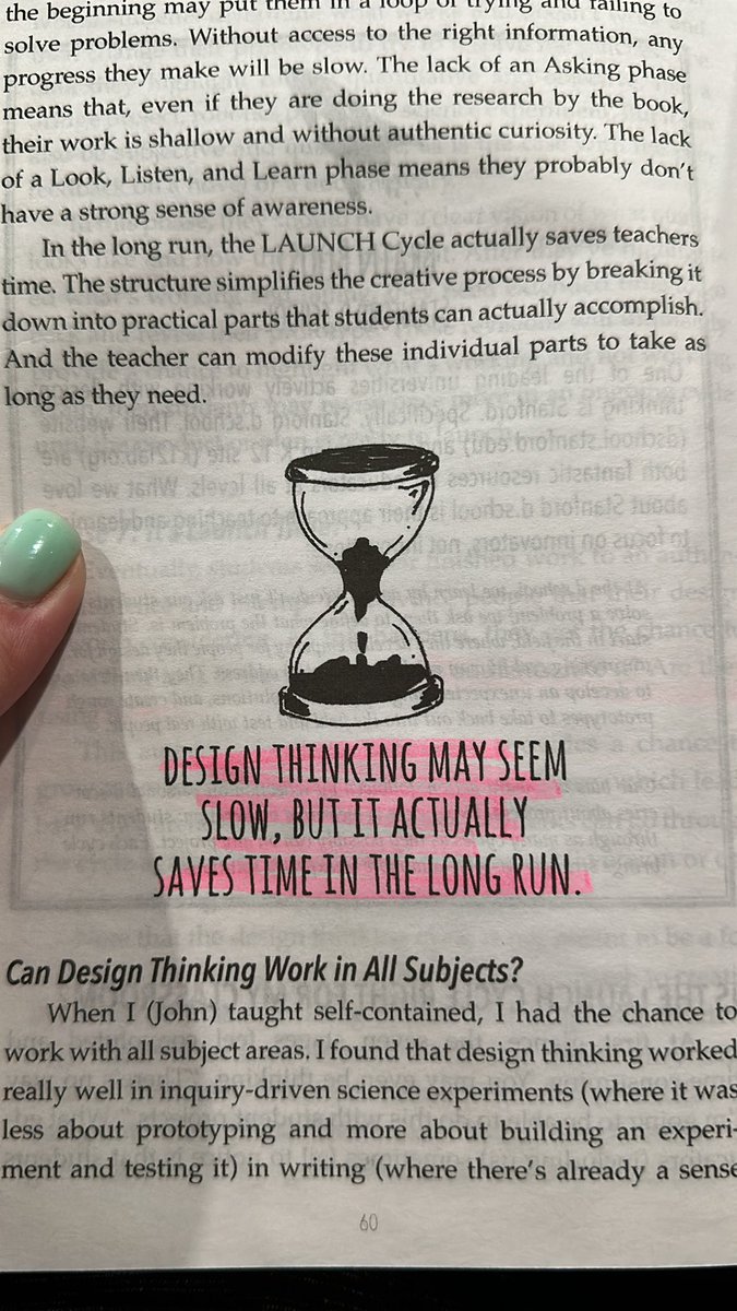 @Jennmaich @spencerideas @ajjuliani @whittneysmith_ Teachers are crunched for time..all the time! However, design thinking can be a time SAVER, especially when we have establish a structure, like the LAUNCH Cycle, that will help keep students on track. ✏️ #LIUEdTech @ajjuliani @spencerideas