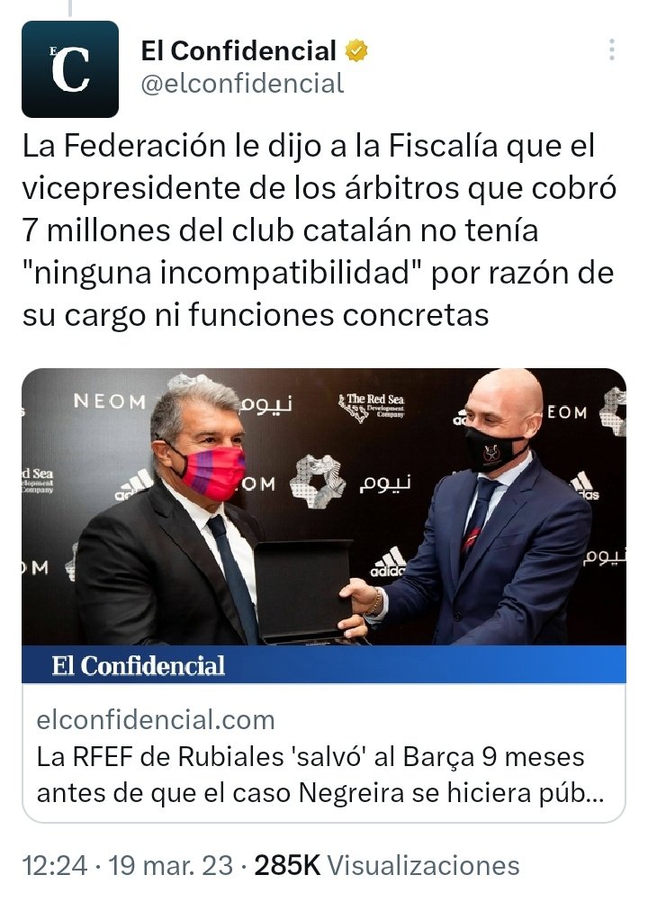 RMadridistaReal's tweet photo. Para la @rfef de Rubiales:

1. Es incompatible fichar como entrenador del Real Madrid una vez terminado un Mundial con la Selección.

2. Es compatible ser el vicepresidente del Comité Técnico de Árbitros y, al mismo tiempo, cobrar millones de euros del FC Barcelona. https://t.co/fLUQm8sASp