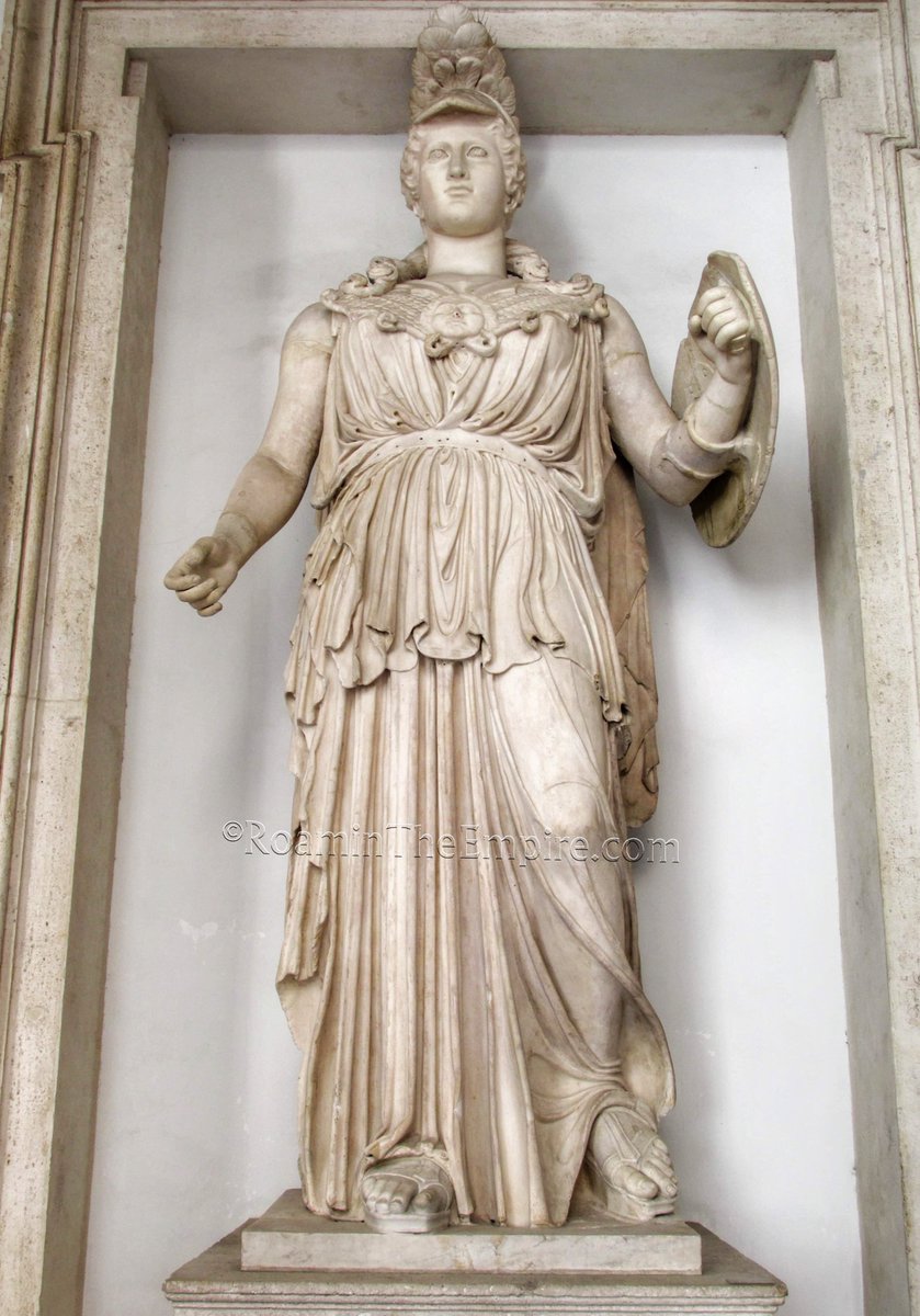 #OnThisDay, the first day of the Quinquatria, a five day festival dedicated to Minerva, possibly on the occasion of the dedication of her temple on the Aventine! Pictured, a 2nd century CE statue of the goddess now in the Musei Capitolini.

#Archaeology #RomanArchaeology #Rome