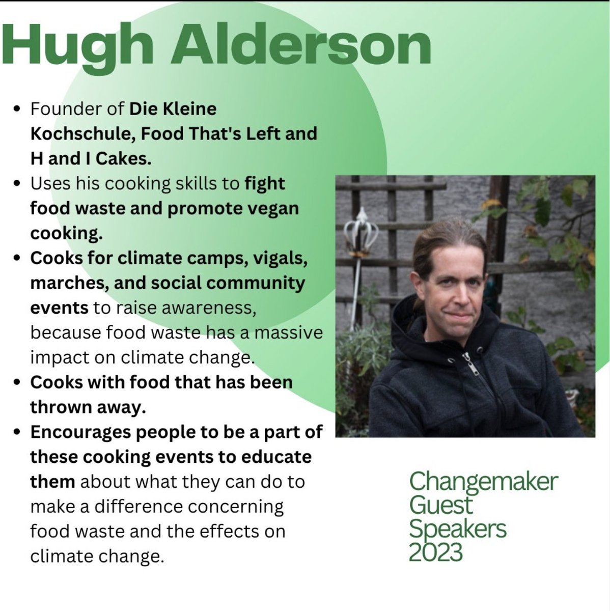 Our eleventh post on our guest speakers at the upcoming Changemaker Conference! Take a look at what Hugh Alderson does!