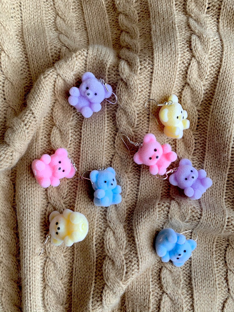 Baby Brown &amp; Pastel Bear Earrings are almost gone!

Shipping out orders tomorrow, use code: BLOOM for 15% off your order 🧸🌷 links below!