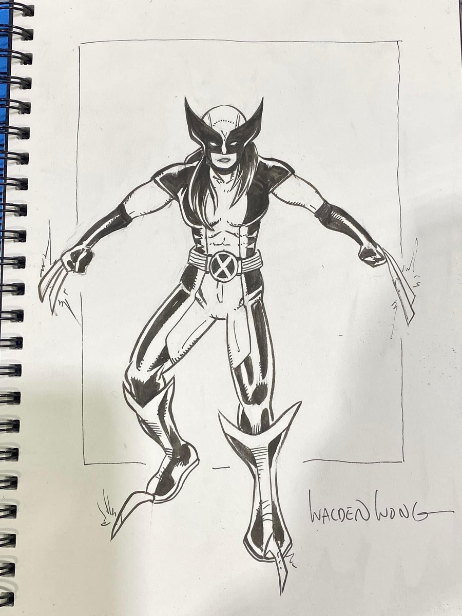 WaldenWongArt's tweet photo. #x23 #commission from @saccon #laura #honeybadger #wolverine #oldmanlogan #logan #xman #xmen #wolverineandthexmen #adamantium #skint #marvel #comics #draw #sketchcover #sketchcard #ink #inking #inks #illustration #inkart #inkillustration #pendrawing #inker #inkarts #comicbooks https://t.co/nm5bYQlbhk