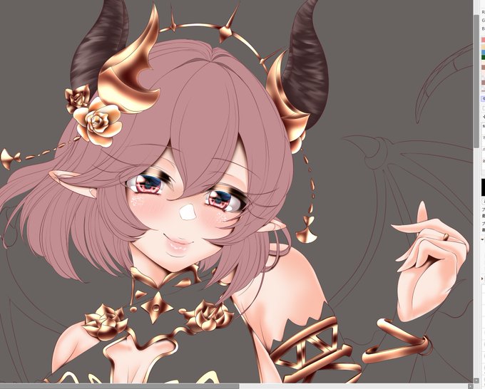 本塗り突入中
もうちょっとやりたかったですが買い物行って疲れて配信みてたのが進捗遅めでした😇
今週は火曜も祝日ということで明日(寝るまでは日曜)と明後日でラストスパートかけようと思います
金属部分など黒との相性がいいです 黒を塗ってから一部を消すということをやってます
今日はここまで 