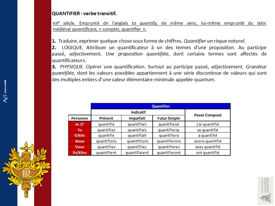 ajtoussaint's tweet photo. #Quantifier
#Verbedujour
#Dictionnaire
#AcadémieFrançaise
#LangueFrançaise
#Langtwt https://t.co/kCC8vQTPMK