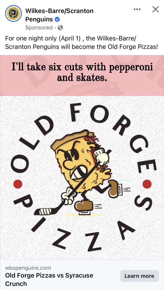 USFGreg's tweet image. Please tell me that @stoolpresidente will be dropping the puck for this one! #OneBite @barstoolpizza @WBSPenguins wbspenguins.com/old-forge-pizz…