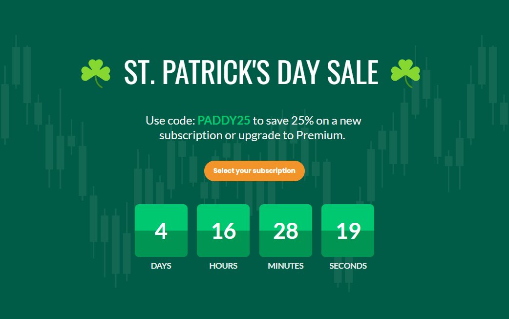 Trading22971312's tweet photo. ST. PATRICK'S DAY SALE
Use code: PADDY25
To save 25% on a new subscription or upgrade to Premium. 
 via:- https://t.co/3xuCS6fJKx

$AMD 
$BTC 
$TWTR 
$BA 
$baba 
$spy 
$SPX 
$NIO 
$ETC 
$META https://t.co/LmP4tHPAhW