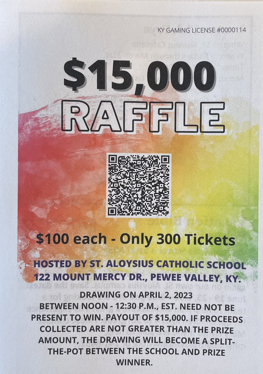 Want a chance at up to $15,000
Buy your chance now!