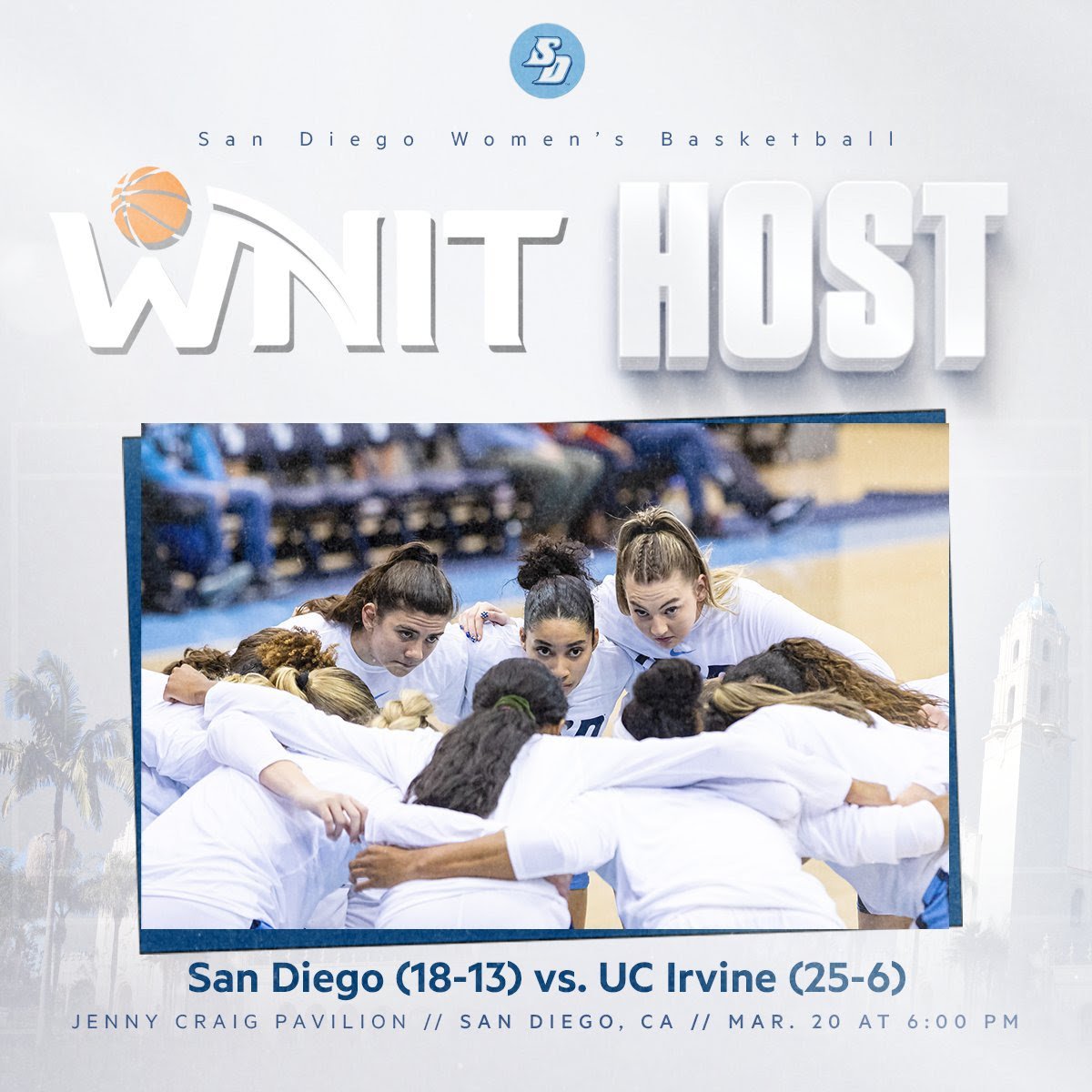 CoachMaryAnn_MA's tweet photo. Pack the JCP &amp; support @USDWbb on their hunt for a WNIT Championship!

Tickets are $10 for general admission &amp; $20 for court-side.  Link to tickets: https://t.co/vEpZAoGip4
All USD students &amp; staff receive FREE admission with their USD ID.  @USDToreros @uofsandiego @USDBullpit https://t.co/wORYmlPLFy