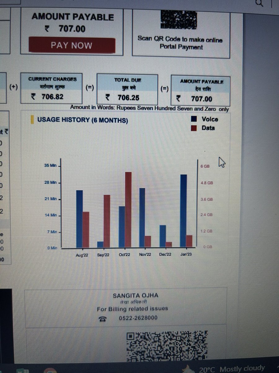 arvindgovil's tweet photo. repeated network failure for tel no. 05222323858 a/c no. 1000963451,attached pic shows data usage since installation oct 2022 @BSNLCorporate @BSNL_UPE @cgmbsnlupe @DoT_India https://t.co/ylT1Okfdel
