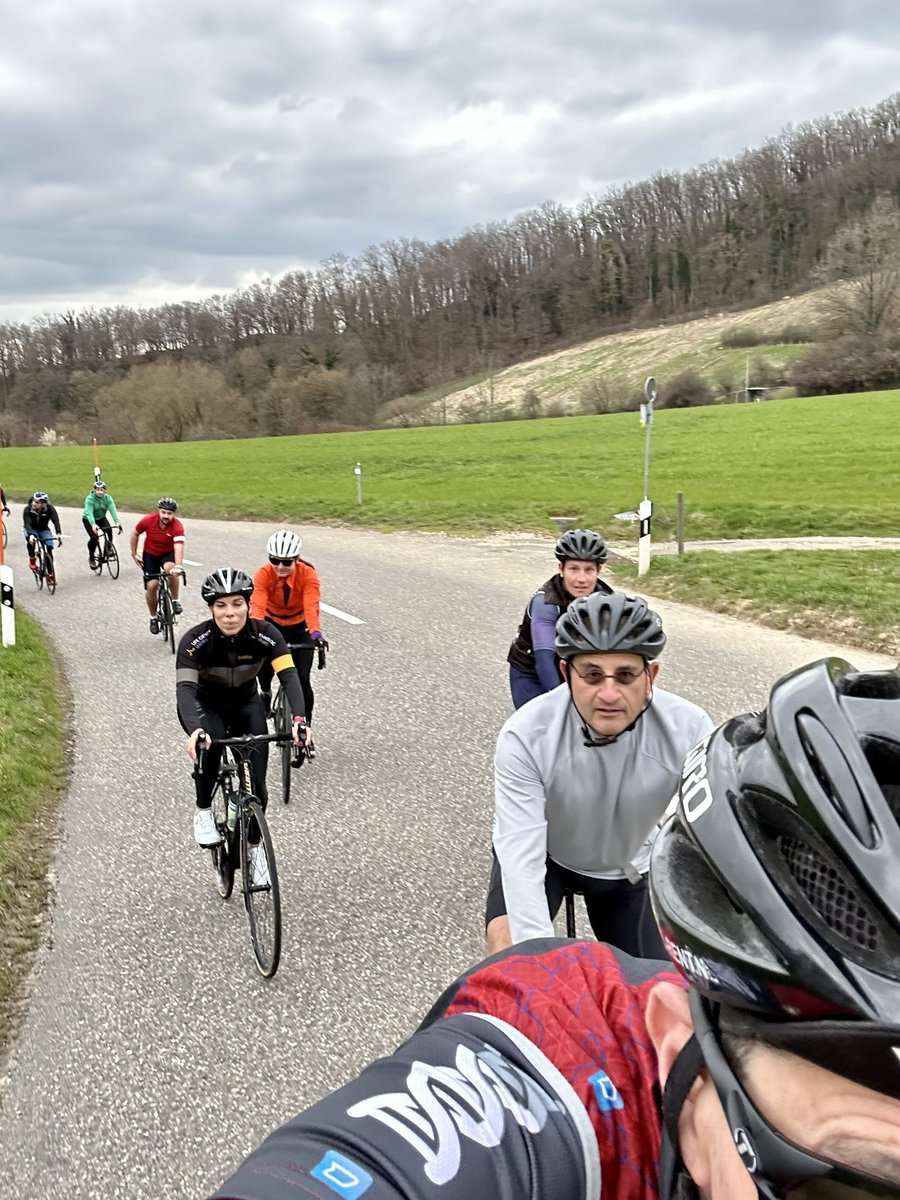 The only way is up!! The best way to #maketheconnection and start #BIOEuropeSpring is on the bike! Thanks everyone! A 50km loop took in the beautiful roads around #Basel, almost 800m climbing, hail, rain and sunshine. #BiotechBikers #JointheRide #BikeMinded