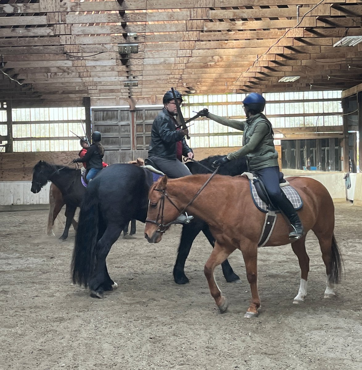 jmlandels's tweet photo. Some pics from Mounted Combat class. The last one is the response to the Fiore plate -- ie, what to do when you're grabbed from behind. #mountedcombat #rossfechten #fioredeiliberi #fiore https://t.co/oOjOSpnd4c