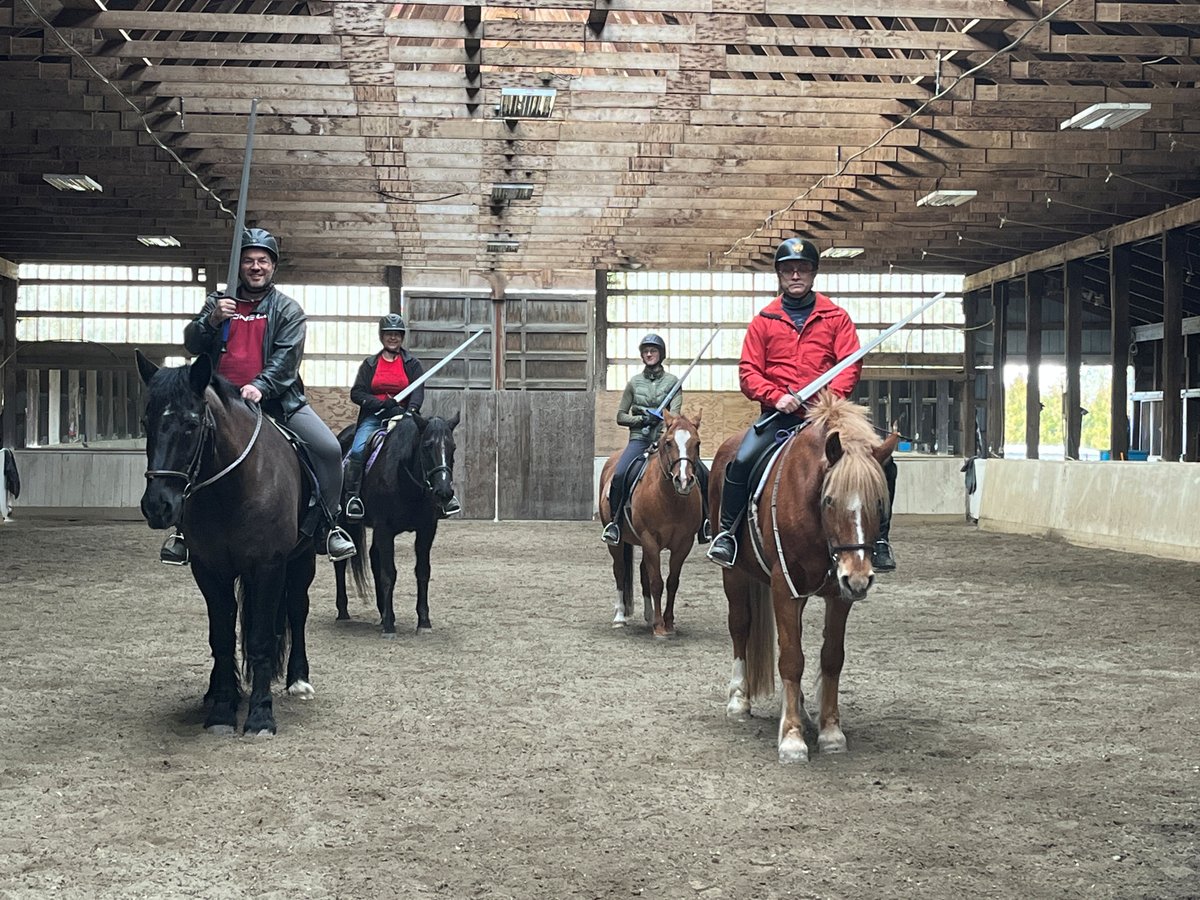 jmlandels's tweet photo. Some pics from Mounted Combat class. The last one is the response to the Fiore plate -- ie, what to do when you're grabbed from behind. #mountedcombat #rossfechten #fioredeiliberi #fiore https://t.co/oOjOSpnd4c