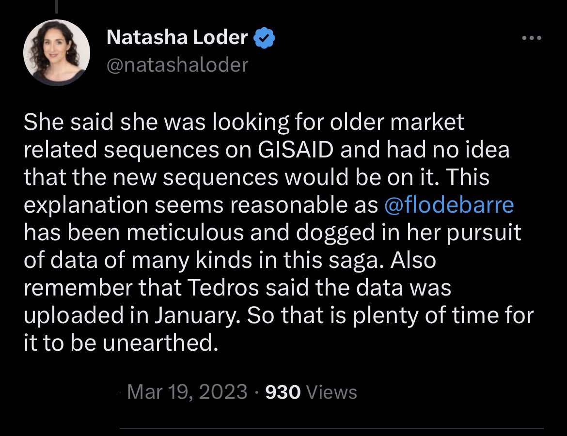 flodebarf's tweet photo. [To journalists]
I know I said I would not give any interviews until the report is published but trust me, desperate times call for desperate measures.

Also trust me, no one tipped me off about Gao’s FASTQ dump on GISAID. I never lie.😉😉#trustme #trustflo #trustdebarre #nolie https://t.co/zLQrXDuBIg