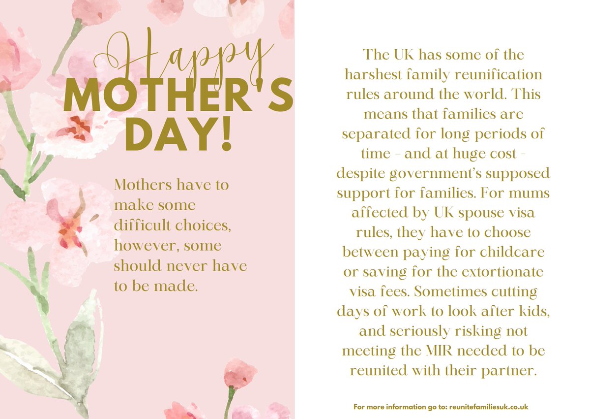 🫂🫂🫂
This #MothersDay we want to honour the incredible mums who have to fight some of the world's most restrictive family reunification policies in order to have their families together here in the UK #TheCostOfLovingCrisis #ScrapTheMIR #HaveAHeart