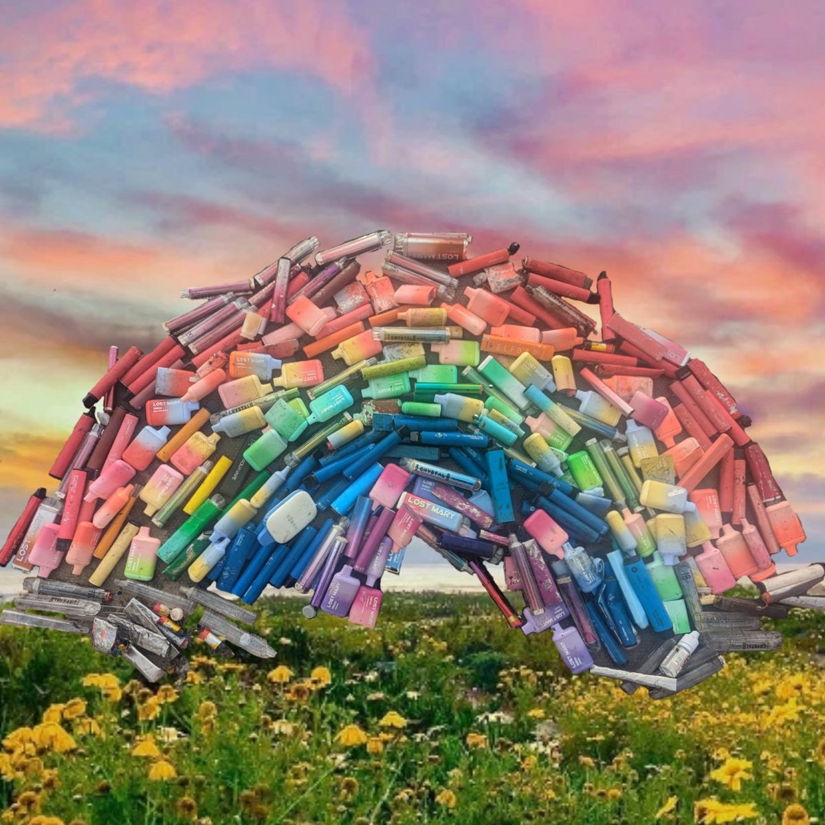 DrJenniferPless's tweet photo. Hopefully #BanDisposableVapes isn't somewhere over the rainbow and will happen soon to prevent even more environmental damage caused by incorrect and irresponsible disposal of these colourful little devices. 
#litter #vaping #recycleme https://t.co/fpjTCAAwgR