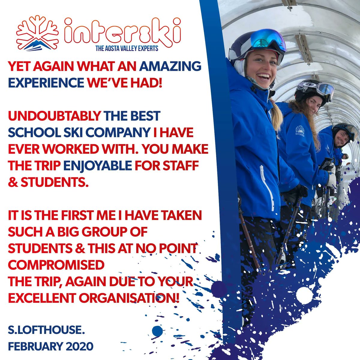 weareinterski's tweet photo. ❄️Fantastic feedback from our clients! Thank you! 🙏❄️
-
We're having a fantastic winter so far, are you joining us for 🐣 Easter 🐣?
-
🇮🇹 Ci vediamo lì! 🇮🇹
-
#interski #winter #snow #skiseason #ski #skiing #mountainlife #mountains #snowsports #valledaosta #lovevda https://t.co/1Up3cqqKTt
