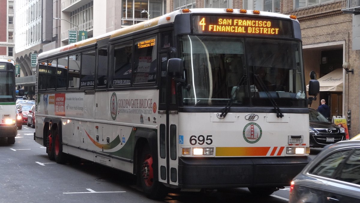 anthonynachor's tweet image. Four more days to go, and here's #goldengatetransit's Route 4, which operates between Mill Valley and San Francisco Financial District, with a few variations. Now called the 114, hopefully, when more GGT services are restored, it will also add commute services via Civic Center.