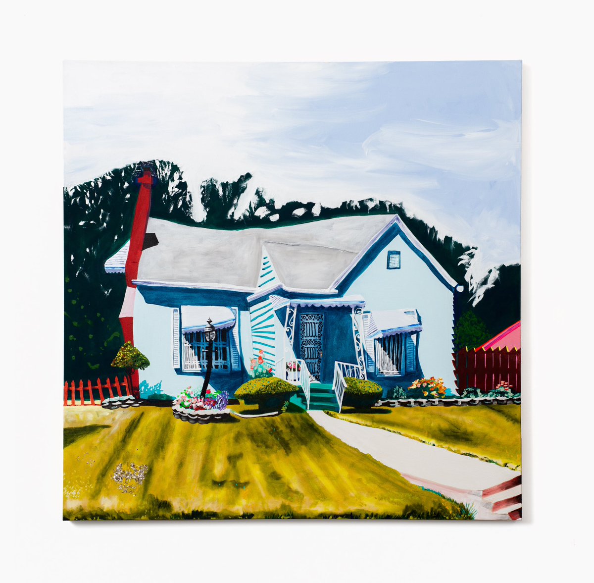2023, acrylic and oil on canvas, 48” x 48” #gabriellegarland #artist #NewYorkCity #houseportrait #humanized #house