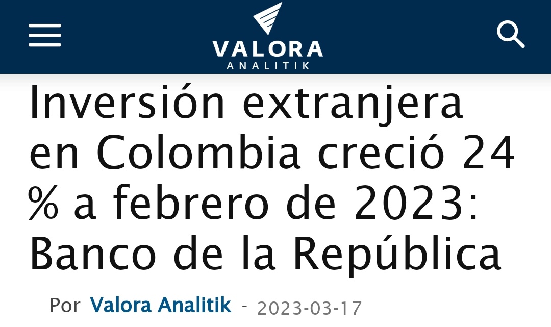 MeryJannethG2's tweet photo. ¿Por qué esto no es noticia?

Creció en 24% la inversión extranjera en Colombia a febrero de 2023 llegando a US$1.964 millones de dólares

Se caen las fake news que buscan generar miedo. Crece el capital extranjero en gob de @petrogustavo porque genera CONFIANZA.

#ColombiaVaBien https://t.co/j0bzR0zyjE