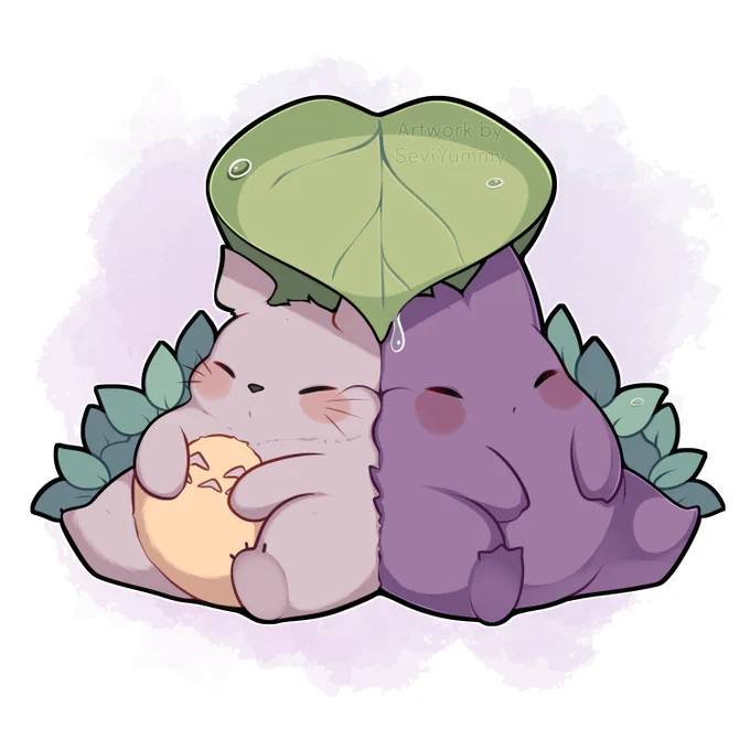 Totoro &amp; Gengar sleeping in the forest  