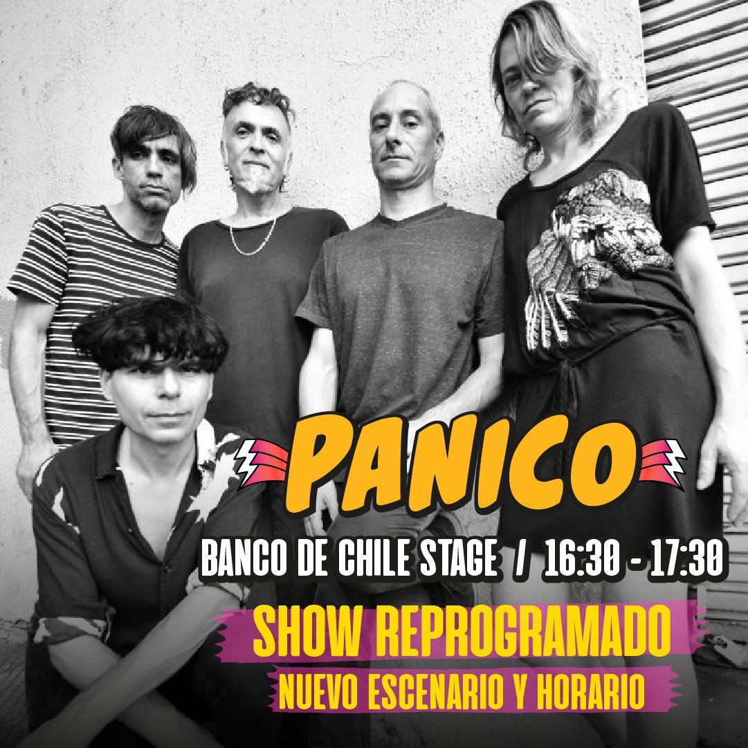 lollapaloozacl's tweet photo. ¡IMPORTANTE! Toma nota: 

CAMBIO DE ESCENARIO:

Yungblud se presentará en Axe Stage – 19:30
Panico se presentará en Banco de Chile Stage – 16:30 

Estos cambios obedecen a un retraso en la llegada de la carga con los equipos de las bandas. https://t.co/AGEDx21J5Z