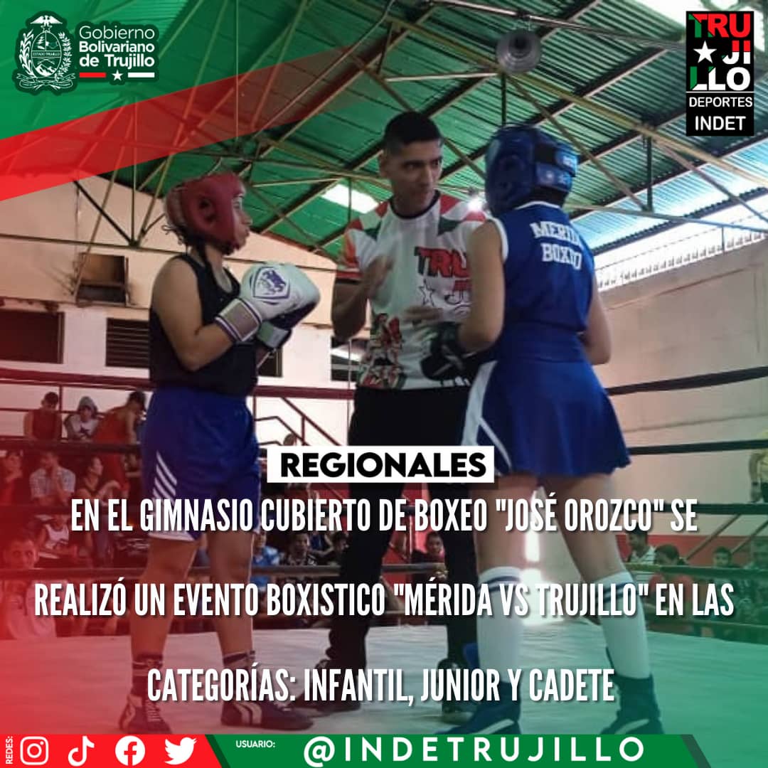 indettrujillo's tweet photo. #Regionales 

Desde el Gimnasio Cubierto de boxeo "José Orozco", ubicado en El Bolo, del municipio Valera, se realizó este sábado #18Mar, un tope Competitivo de Boxeo con la Participación de la Selección del Estado Mérida , en las categorías: Infantil, Junior y Cadete. https://t.co/awkpsJifV0