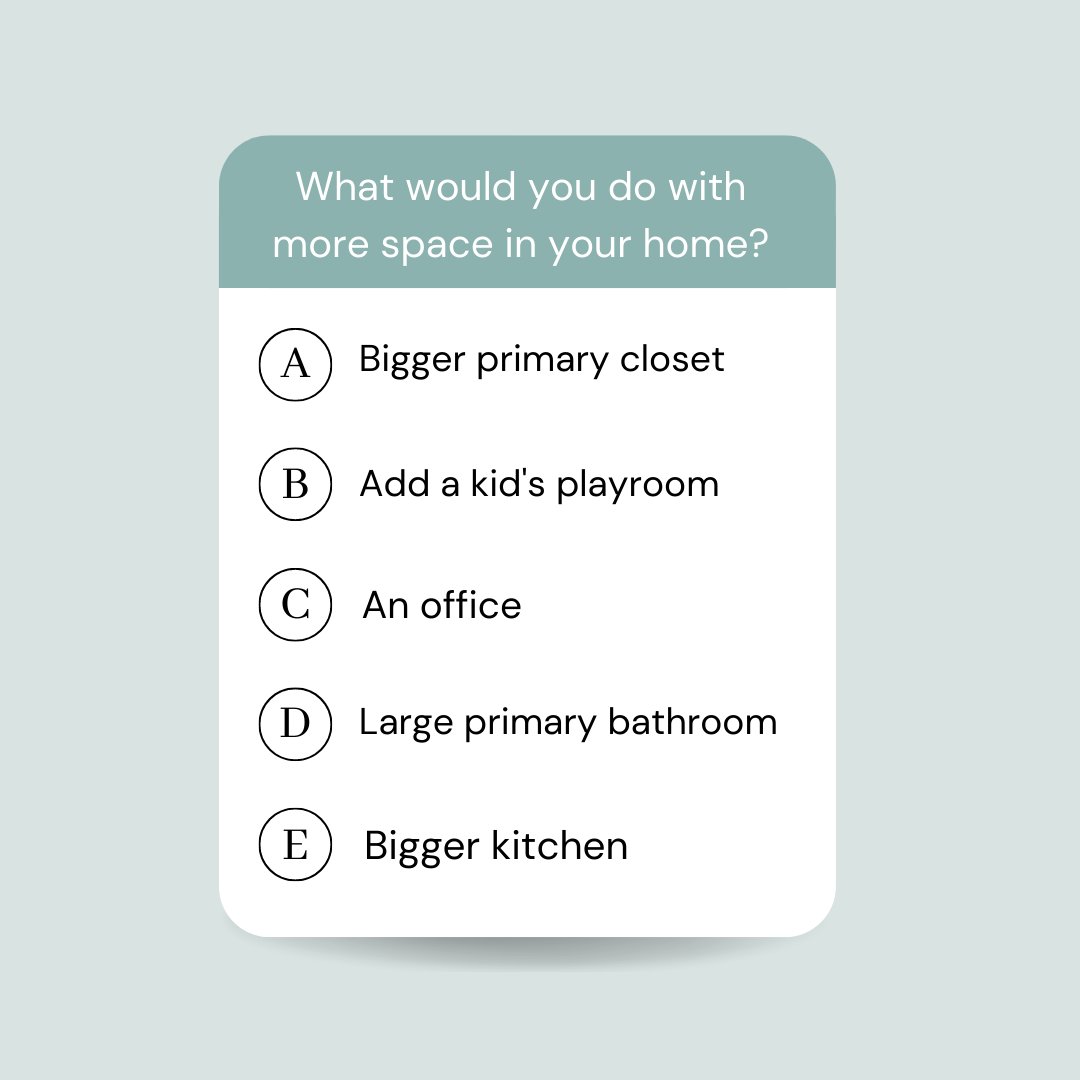 summerchick's tweet photo. If your home magically grew 150 square feet, what would you add? 

Would you create a new playroom for your kids to enjoy? 

Or would you add more space to your kitchen to make creating delicious meals just a little easier? 

Comment below what your choice would be! https://t.co/rCeKd7VF2i