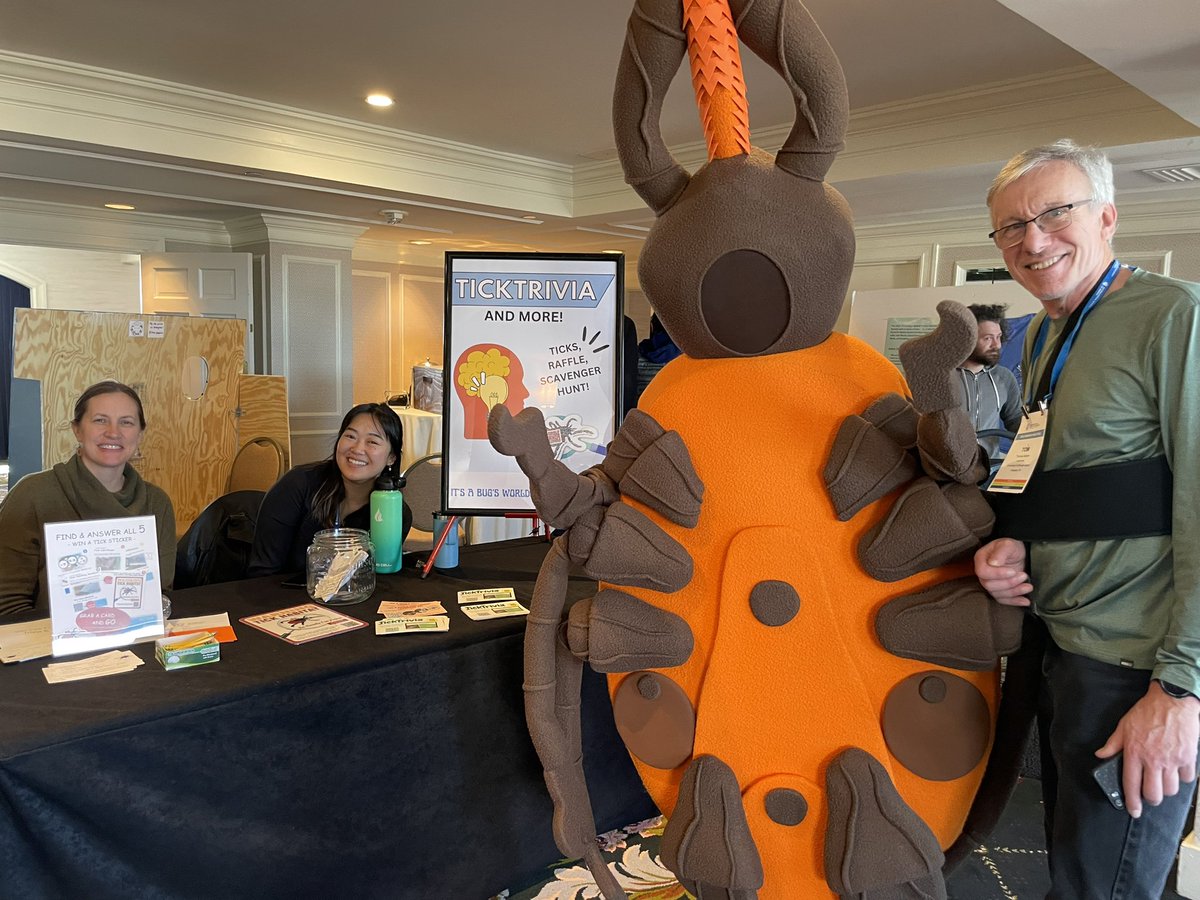 ticklab's tweet photo. Fran Tick met The Tick Guy and his wonderful associates running the @tickencounter tick trivia booth today at the ESA Bug’s World event. If she could talk, we are pretty sure Fran would have won this game! @thetickguy #FranTick #RI @EB_Entsoc https://t.co/bX6cNERYj5