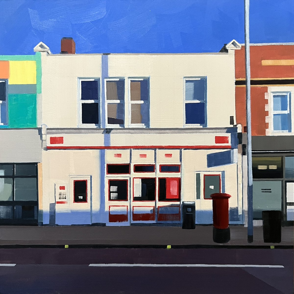 richardmcj's tweet photo. Fresh of the easel..

A Fresh Coat - oils on panel, 20cmsq

Small study of my local post-office, freshly painted and golden-hour glowing. Couldn’t resist. 
#oilpainting #goldenhour #freshlypainted #bristolart https://t.co/TYdoUXKRvg