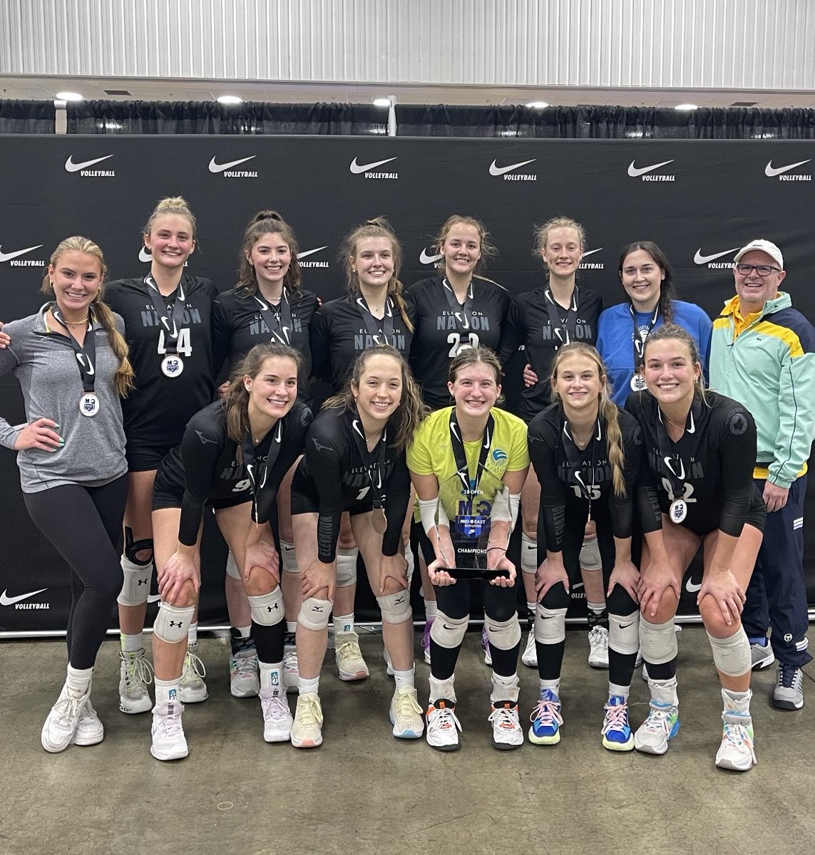 ElevationVBC's tweet photo. Winner winner chicken dinner!  Elevation 18 Spinney have been the ultimate road dogs logging 3 straight tournament wins at Bluegrass, OVR Bid, and now MEQ!  18 Open Bid in hand this group now gets a well deserved breather before their run at Nationals April 28-30 in Columbus! https://t.co/9ZxuW2RyoQ