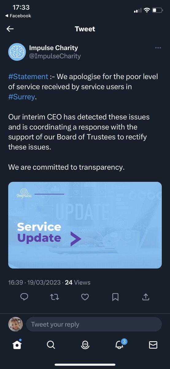 ADHD_Jo27's tweet photo. As I have stated before Impulse has closed in Surrey. There is no poor level of service. I haven’t been given the chance to release my statement, that’s is all I will be saying publicly and apologise for any misunderstanding https://t.co/5jP6a1bKHl