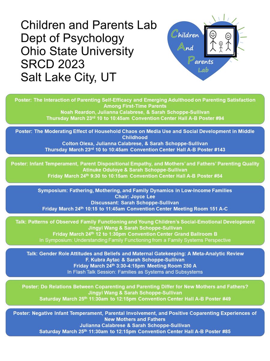 schoppesullivan's tweet image. Come see what @osucaplab is up to this week at #SRCD23! @OhioStatePsych
