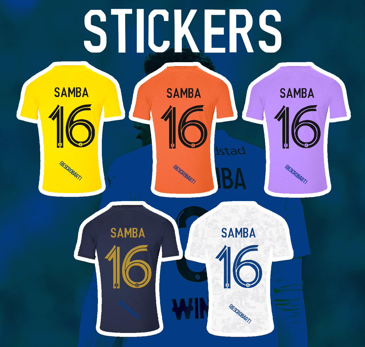 Escrobart1's tweet photo. 🚨 Samba en équipe de France donc petit concours ! 

▶️ RT pour tenter de gagner un lot de 10 stickers parmi les 5 maillots suivants ! https://t.co/DcTdEVFzcX