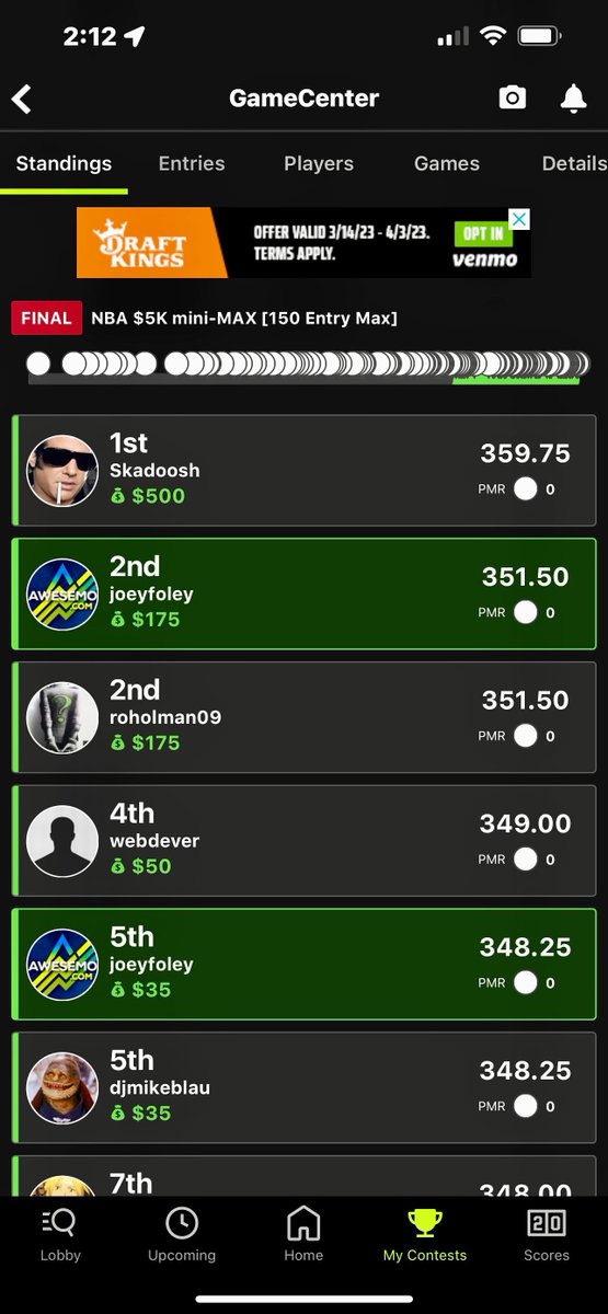 joeyfoley's tweet photo. I want to thank the @stokastic  guys (again), but it's been a while. @AwesemoDFS @ShipMyMoneyDFS  @gehrenbergdfs @JoshEngleman @loughy @StokasticHOF  and anyone I forgot. 
I made over $1,000 profit last night total. Here's a couple screen shots. https://t.co/2x5aSRw4F4