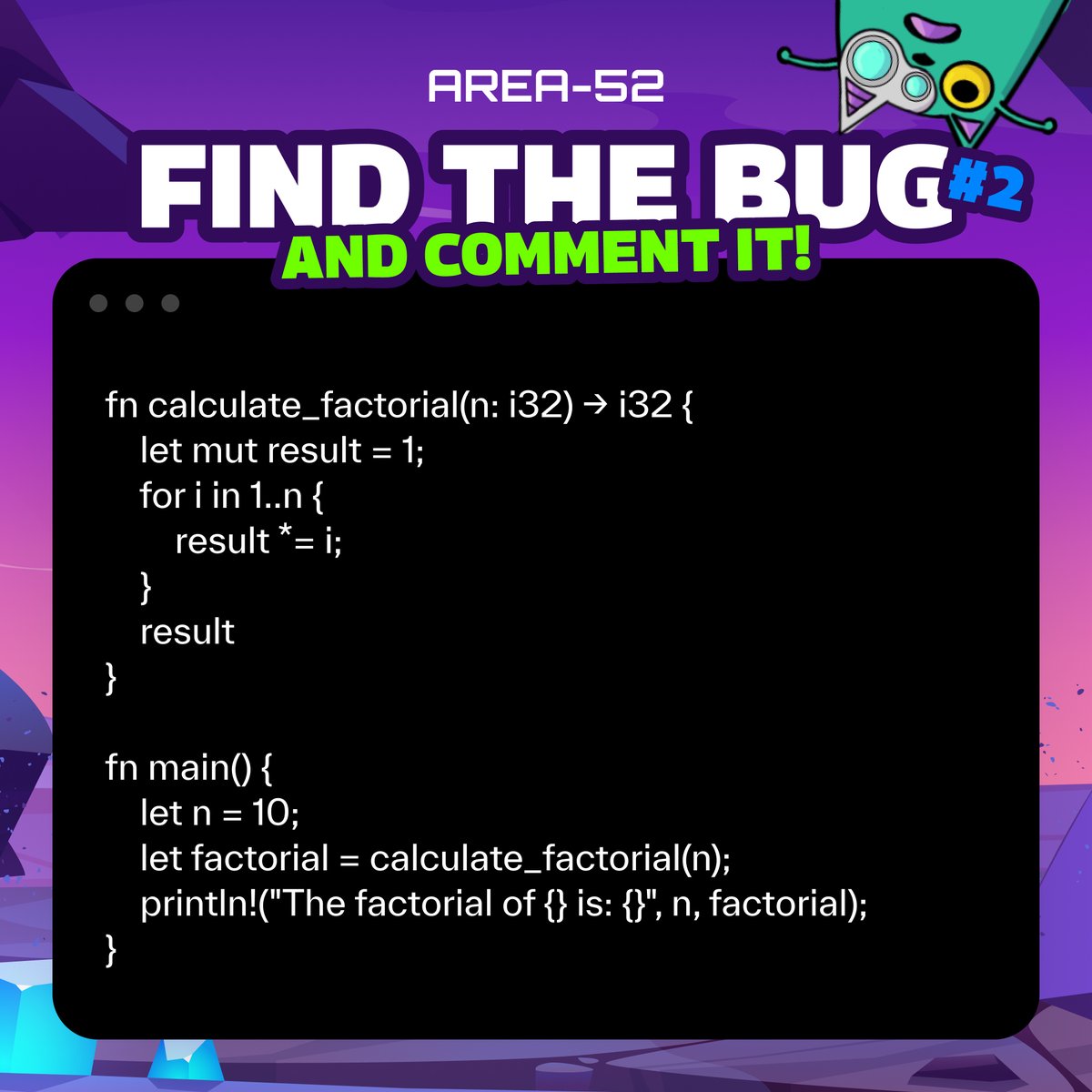 Happy Sunday Astronauts!

Could you help us solve the bug in this code?