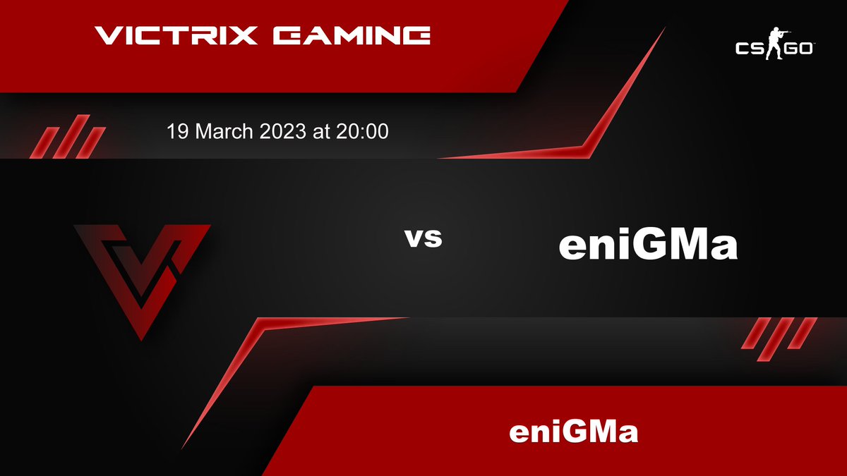 ⭐️GAME TIME⭐️

You know how it goes with the <a href="/VSGamingWorld/">Telkom VS Gaming</a> Masters tournament 😏
Tonight at 8pm, our #CSGO team will be battling it out against eniGMa Gaming🔥

#GLHF to both teams! 
#GoVictrix ❤️