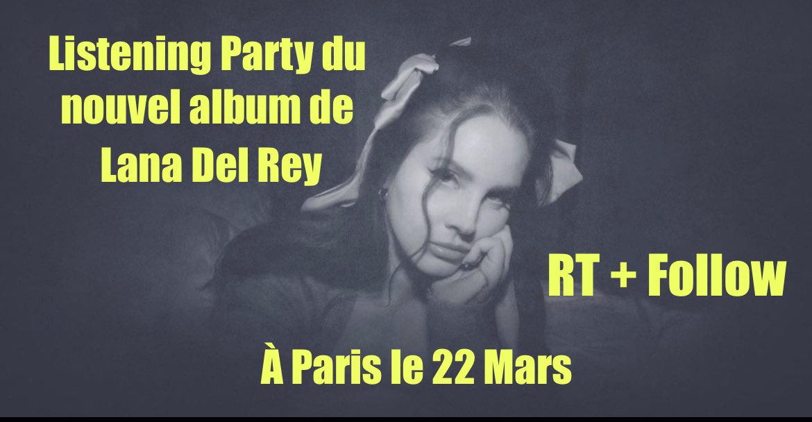 SURPRISE !!! Tente ta chance pour participer à la listening party du nouvel album de Lana Del Rey “Did You Know That There’s A Tunnel Under Ocean Blvd”, en avant-première à Paris le 22 Mars à 19h. Il te suffit RT et follow notre compte ! Tirage au sort demain dans l’après-midi ✨