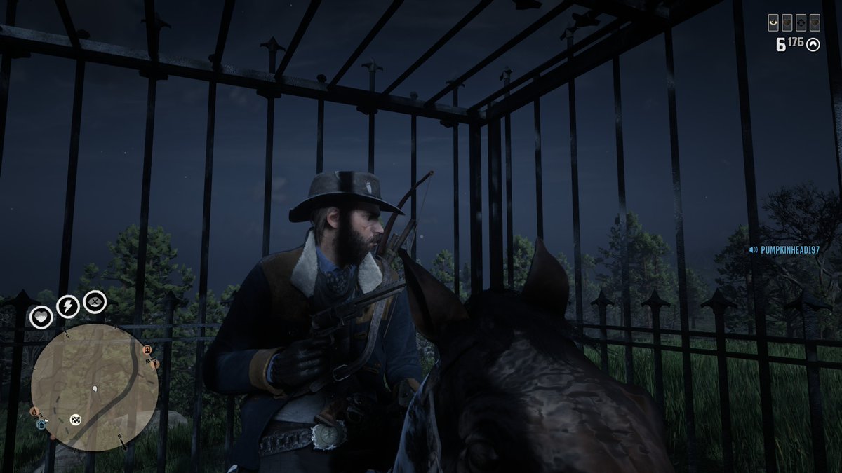 Pumpkinhead197's tweet photo. hey @RockstarGames maybe banning known cheaters in your games might help with player retention and would boost microtransaction revenue. Getting real sick and fucking tired of modders in Red Dead and GTA https://t.co/e8p4C6d1KP