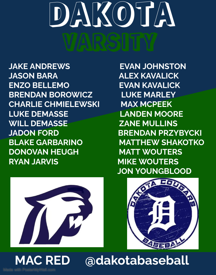 Here is your 2023 Dakota Baseball Varsity Roster!