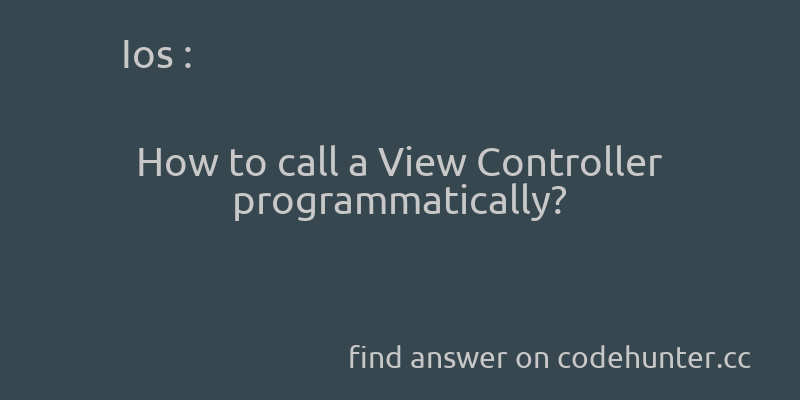 korohub's tweet image. Ios: How to call a View Controller programmatically? - #ios - #objective-c - #uiviewcontroller - #uistoryboard - #presentviewcontroller - Answer link : codehunter.cc/a/ios/how-to-c…