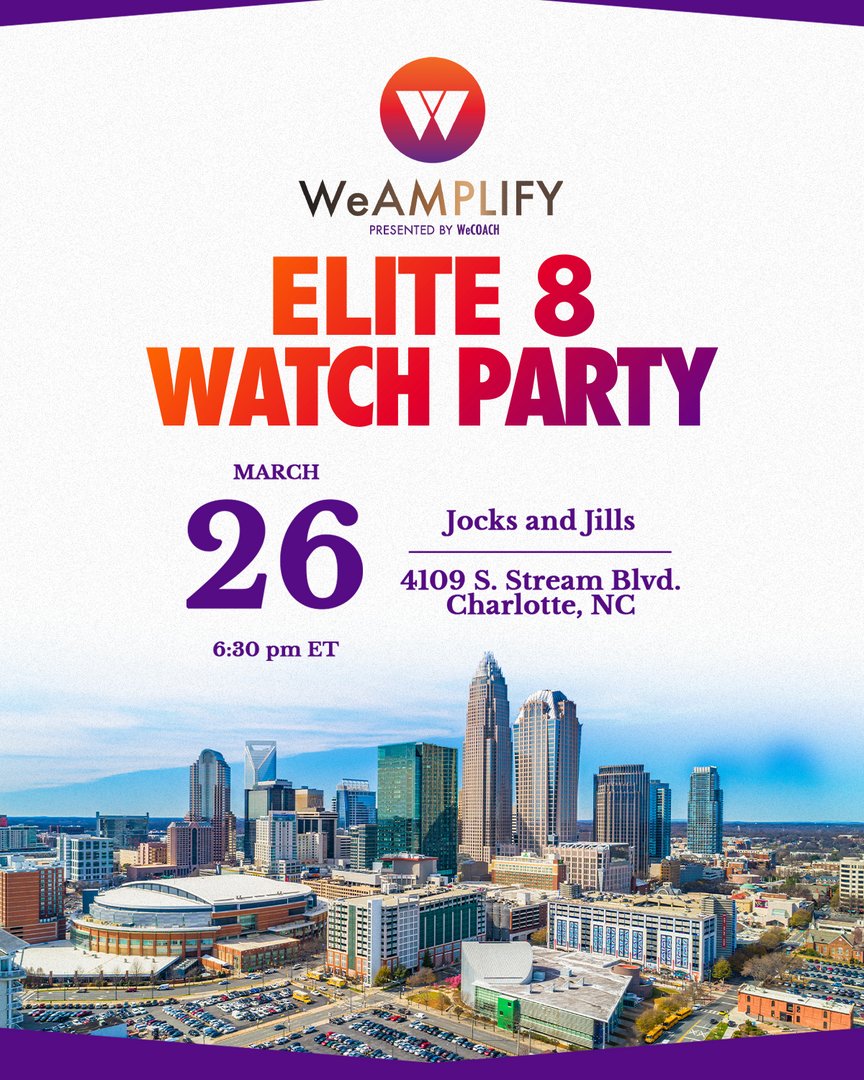 1 WEEK FROM TODAY - join us for a night of elite fun! 

WeAMPLIFY is hosting a watch party to celebrate the 8 remaining teams competing in the NCAA Tournament. Enjoy food and drinks while watching the action!

#WeCOACH #WeAMPLIFY #Elite8 #MarchMadness