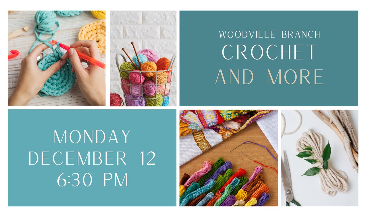 BirchardLibrary's tweet photo. Bring your latest project for an evening of crafting and conversation at our Woodville Branch. Monday, March 20 at 6:30 pm.
#AllThePrettyYarns #LetsGetCrafty #ProjectsGalore https://t.co/E5VDKDjNtd
