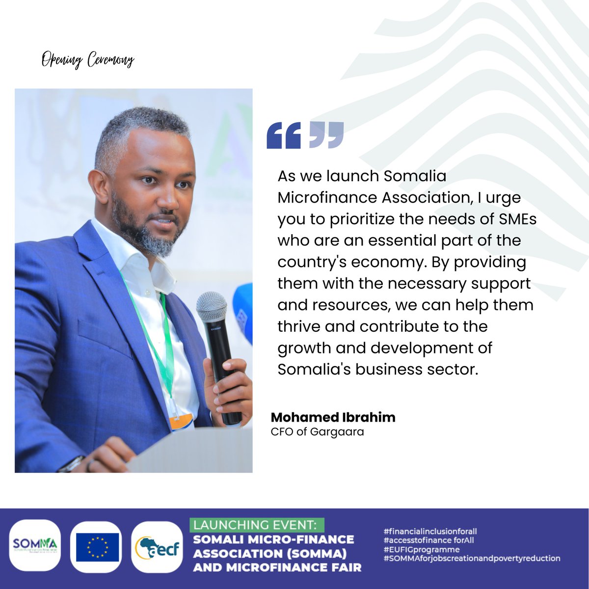 SomaliMFiAssoc's tweet image. #Financialinclusionforall 
#AccesstofinanceforAll 
#SOMMAforjobscreationandpovertyreduction 
#EUFIGprogramme