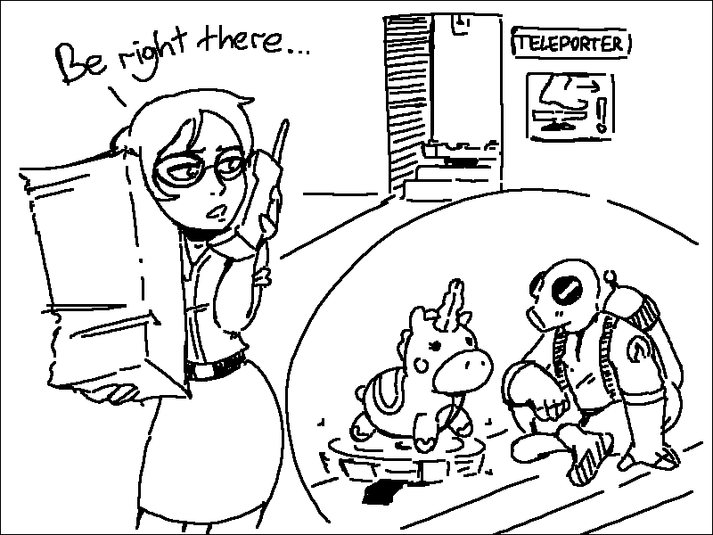 Dunnhier1's tweet photo. Suggestion: Miss Pauling getting TFd into a balloonicorn — Not sure if this mishap is gonna make her life less or more busy... https://t.co/7ICrW7kB9k