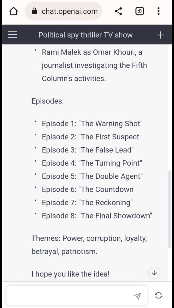 TIL I use suggest and recommend interchangeably. Was briefly excited for this show. Couldn’t find on the web. Turns out #ChatGPT  had dreamed up this blockbuster show with a killer cast. Are you watching <a href="/netflix/">Netflix</a> <a href="/PrimeVideo/">Prime Video</a> <a href="/hulu/">Hulu</a> @AppleTVPlus <a href="/DisneyPlus/">Disney+</a> <a href="/hbomax/">HBO Max</a>  <a href="/violadavis/">Viola Davis</a>