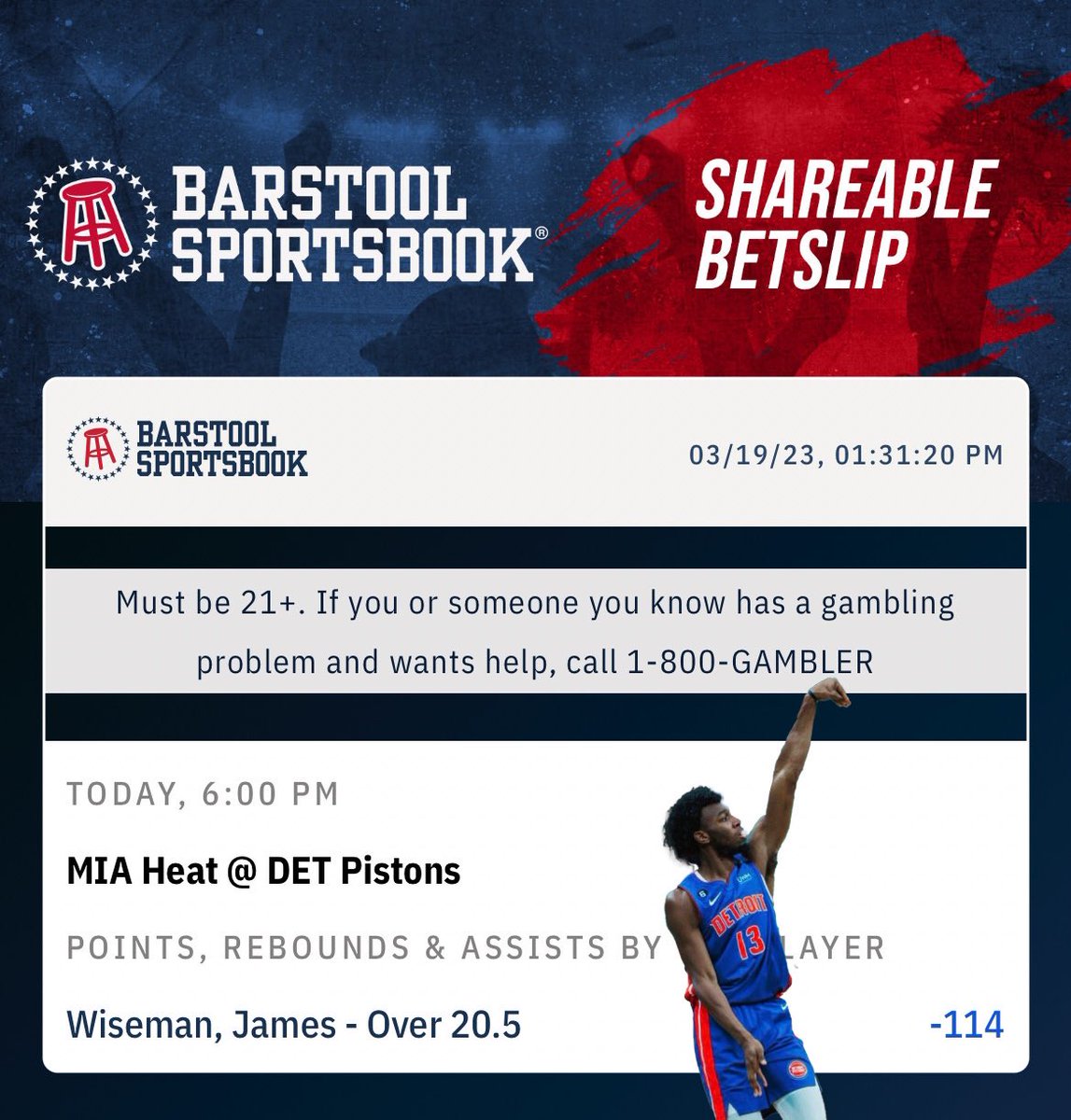 Barstool Detroit on Twitter "RT StevenCheah My Daily NBA Prop 🏀 is 