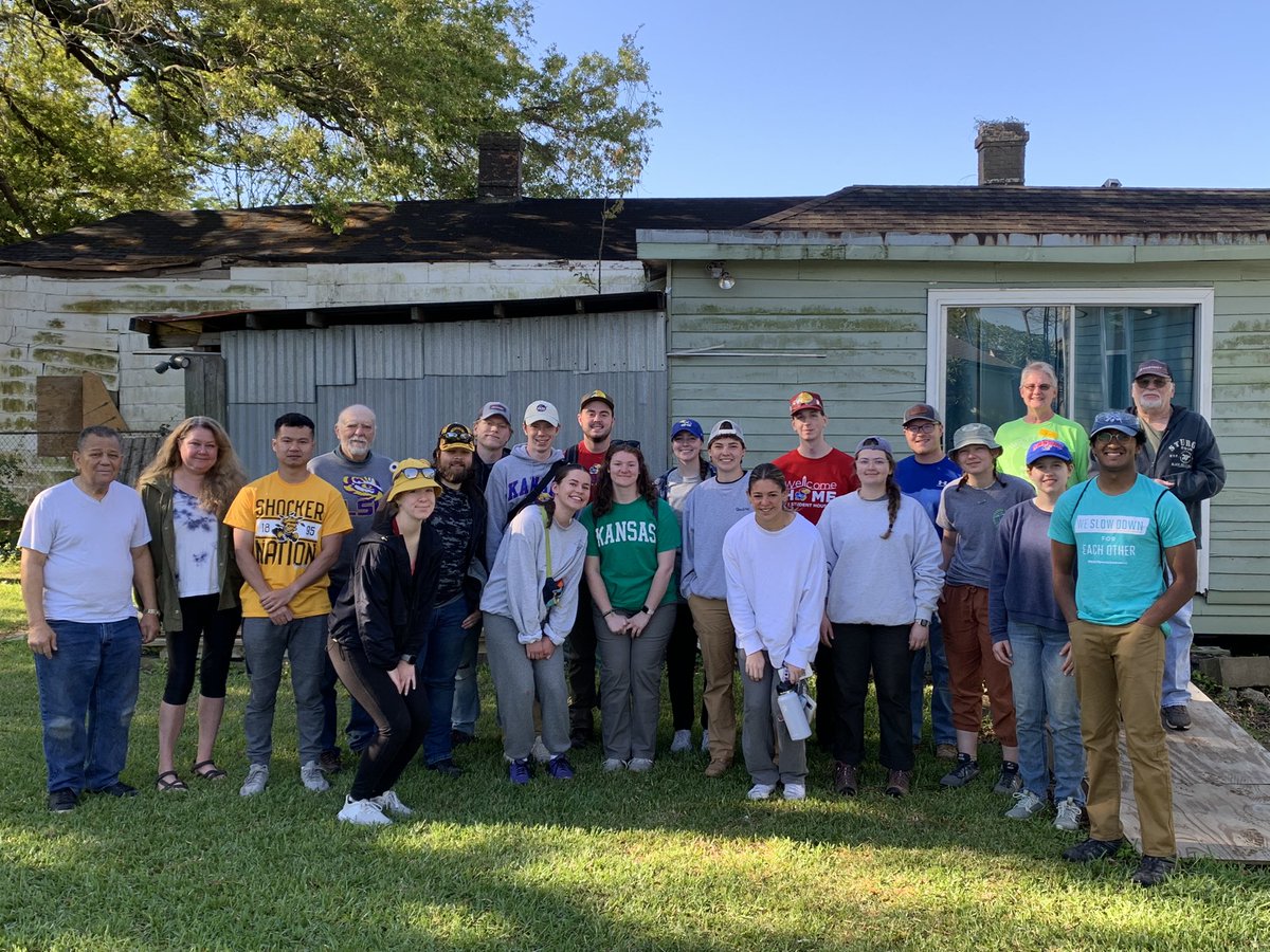 It’s a wrap! We completed our 14th year in New Orleans’ Lower Ninth Ward - that’s 1-4 - this week w/ a fantastic group of engineering student volunteers from University of Kansas &amp; Wichita State University. Great job, lots of projects! Thank you #Jayhawks #Shockers!