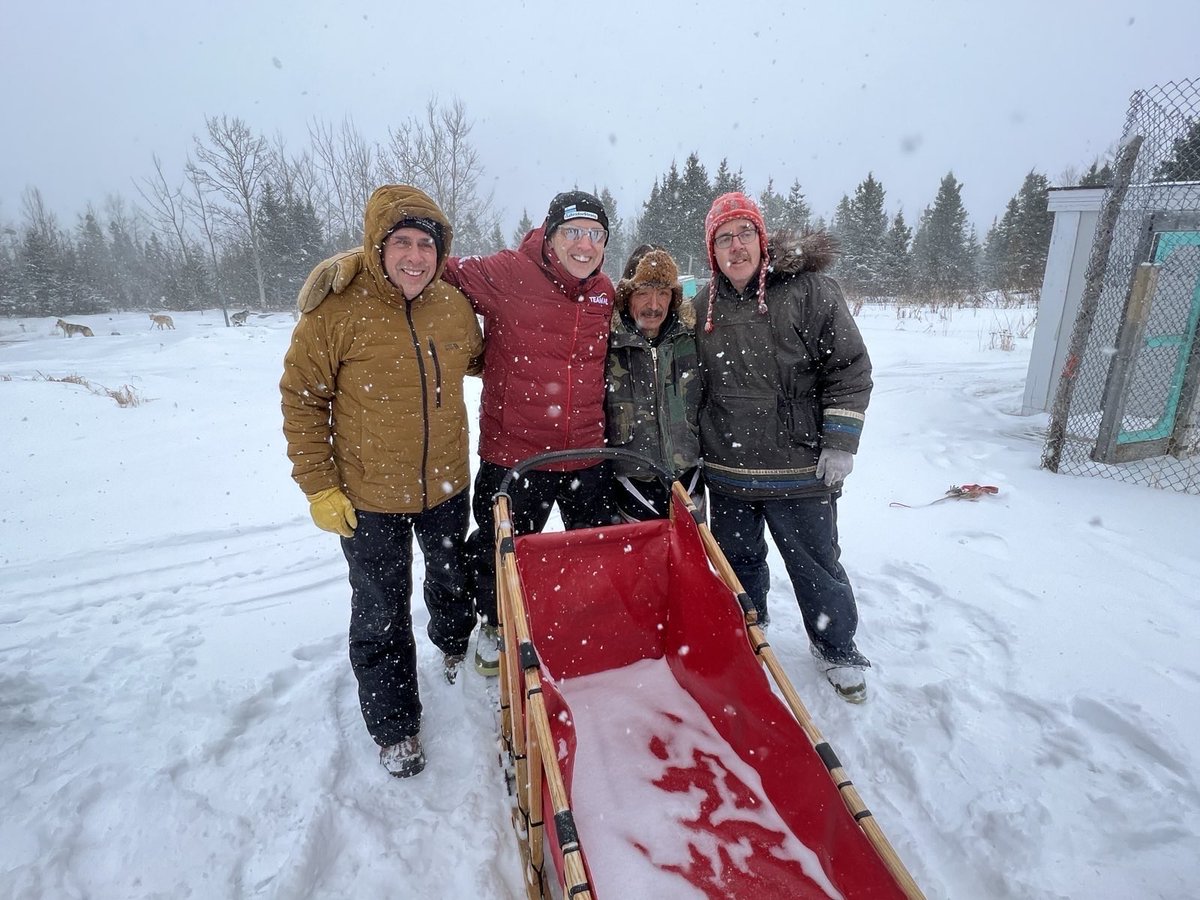 FureyAndrew's tweet photo. Large day in the Big Land! Amazing experience with Northern Lights Dog Sledding and my friends and colleagues. @YvonneJJones is the epitome of #LabradorStrong, so it’s fitting that she gave me this hat today. Thank you all for an unbelievable day - these dogs are something else! https://t.co/gYcZD9eP27
