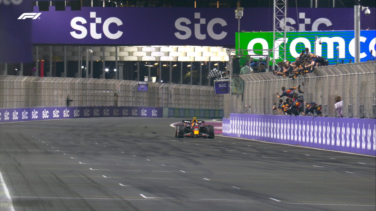 'Wicked! Nice job guys' 😁 @SChecoPerez makes it FIVE wins in Formula 1! 🖐 #SaudiArabianGP #F1