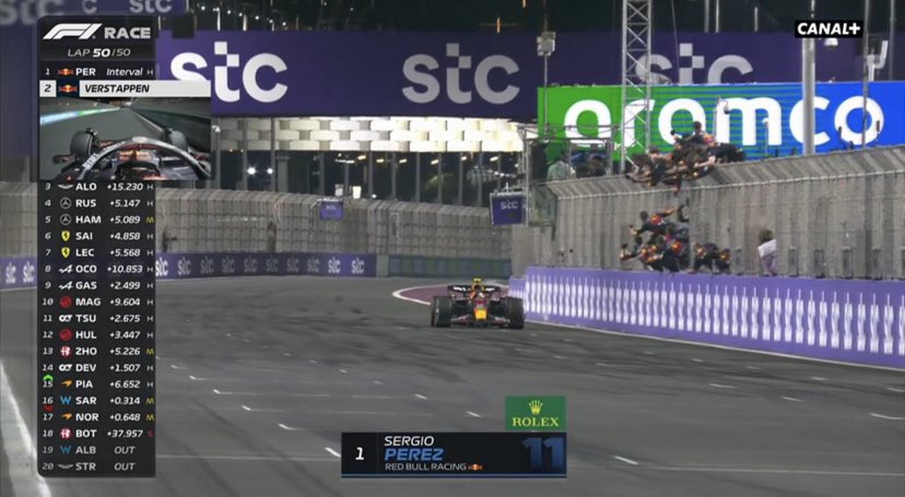 Culture__F1's tweet photo. SERGIO PEREZ S’IMPOSE À DJEDDAH DEVANT VERSTAPPEN ET ALONSO ! 

Deuxième doublé Red Bull en deux courses. 

#SaudiArabianGP 🇸🇦 https://t.co/d3aWH4H9Q4